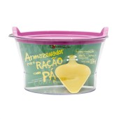 Armazenador para Ração c/ Pá 1kg Família de Estimação Rosa