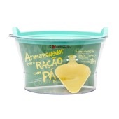 Armazenador para Ração c/ Pá 1kg Família de Estimação Verde