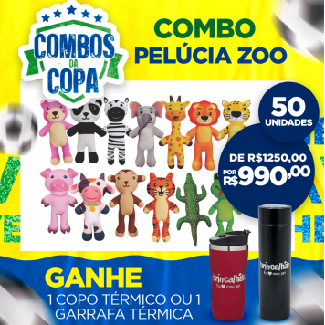 Combo Pelúcias Zoo c/ 50 Unidades
